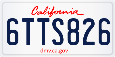 CA license plate 6TTS826