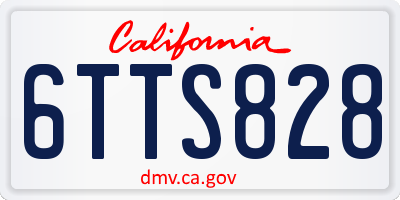 CA license plate 6TTS828