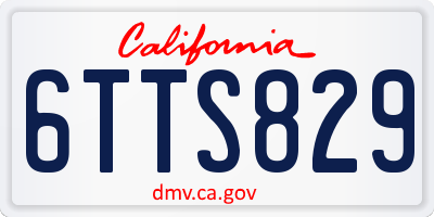 CA license plate 6TTS829