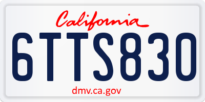 CA license plate 6TTS830