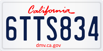 CA license plate 6TTS834