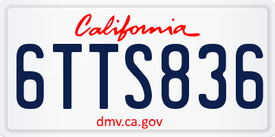 CA license plate 6TTS836