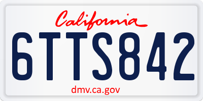 CA license plate 6TTS842