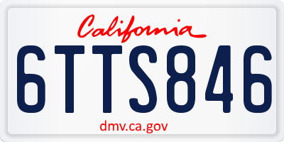 CA license plate 6TTS846