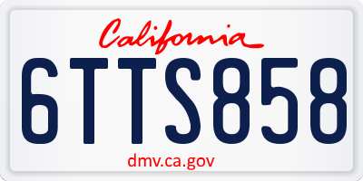 CA license plate 6TTS858