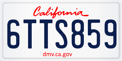 CA license plate 6TTS859