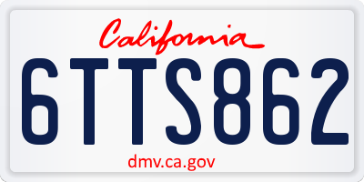 CA license plate 6TTS862