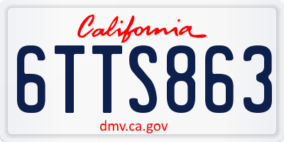 CA license plate 6TTS863