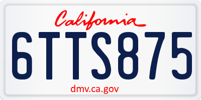 CA license plate 6TTS875