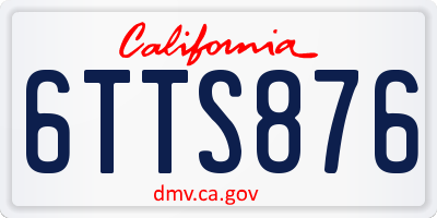 CA license plate 6TTS876