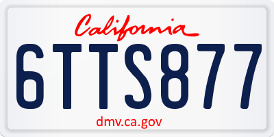 CA license plate 6TTS877