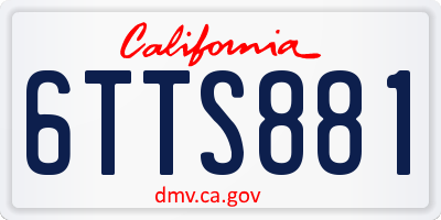 CA license plate 6TTS881