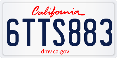 CA license plate 6TTS883
