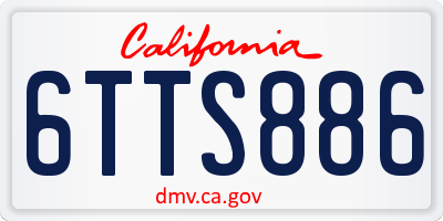 CA license plate 6TTS886