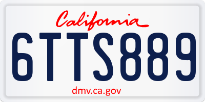 CA license plate 6TTS889