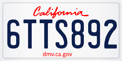 CA license plate 6TTS892