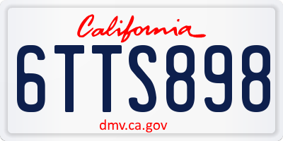 CA license plate 6TTS898
