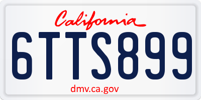 CA license plate 6TTS899