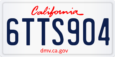 CA license plate 6TTS904