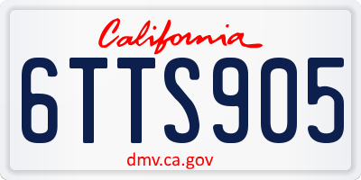 CA license plate 6TTS905