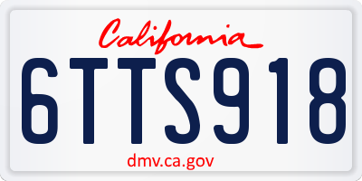 CA license plate 6TTS918