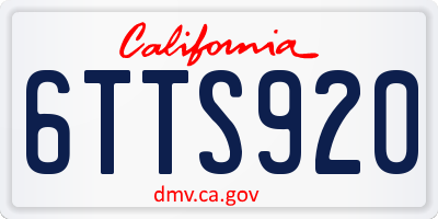 CA license plate 6TTS920