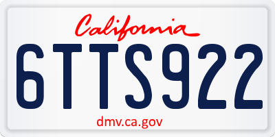 CA license plate 6TTS922
