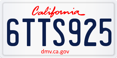 CA license plate 6TTS925