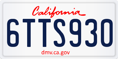 CA license plate 6TTS930