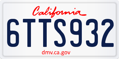 CA license plate 6TTS932
