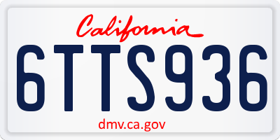 CA license plate 6TTS936