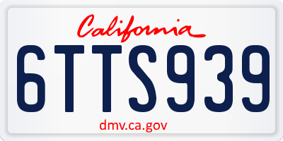 CA license plate 6TTS939
