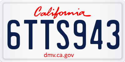 CA license plate 6TTS943