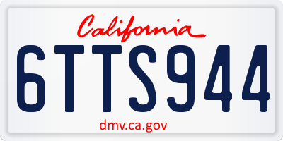 CA license plate 6TTS944