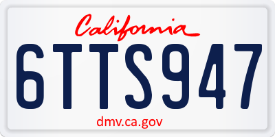 CA license plate 6TTS947
