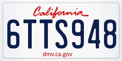 CA license plate 6TTS948