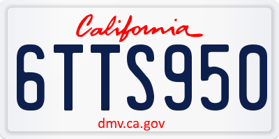 CA license plate 6TTS950