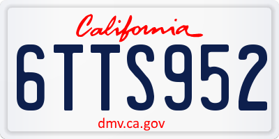 CA license plate 6TTS952