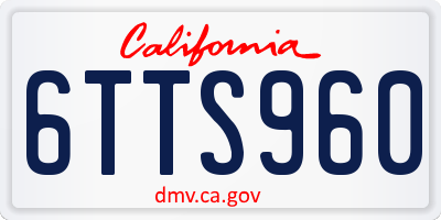 CA license plate 6TTS960