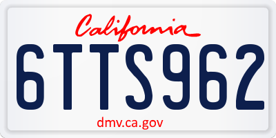 CA license plate 6TTS962
