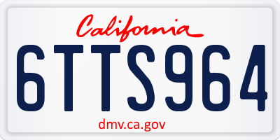 CA license plate 6TTS964