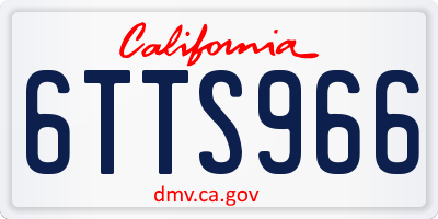 CA license plate 6TTS966