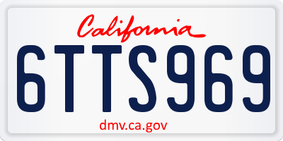 CA license plate 6TTS969