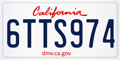 CA license plate 6TTS974