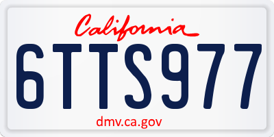 CA license plate 6TTS977