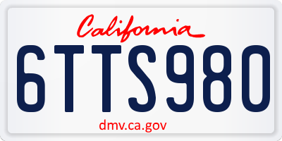 CA license plate 6TTS980