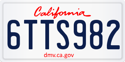 CA license plate 6TTS982