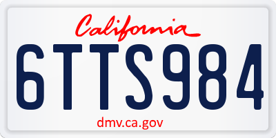 CA license plate 6TTS984