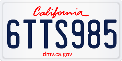 CA license plate 6TTS985