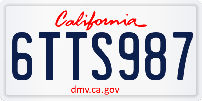CA license plate 6TTS987